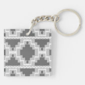 Ikat Aztec Pattern - Donkere en lichte grijs / gri Sleutelhanger (Achterkant)
