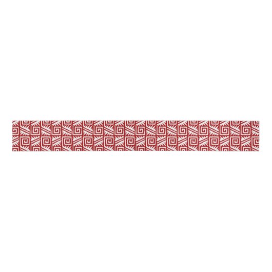 Ikat Aztec Pattern - Donkerrood en wit Grosgrain Lint (Voorkant)