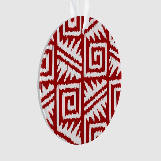 Ikat Aztec Pattern - Donkerrood en wit Ornament (voorkant)