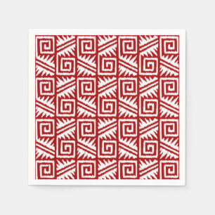 Ikat Aztec Pattern - Donkerrood en wit Servetten
