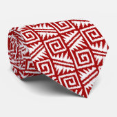 Ikat Aztec Pattern - Donkerrood en wit Stropdas (Opgerold)