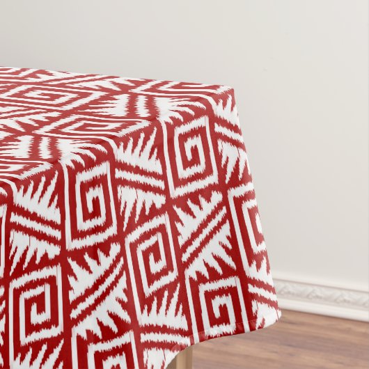 Ikat Aztec Pattern - Donkerrood en wit Tafelkleed (Voorbeeld)