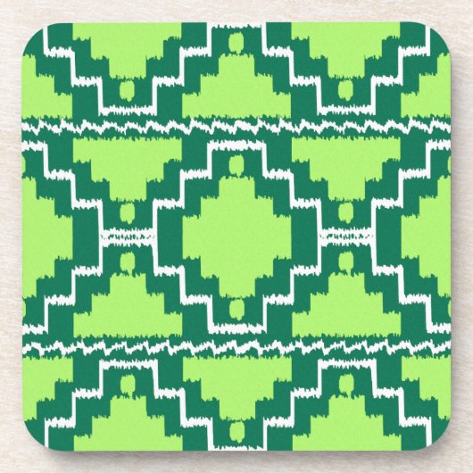 Ikat Aztec Pattern - Forest and Lime Green Bier Onderzetter (Voorkant)