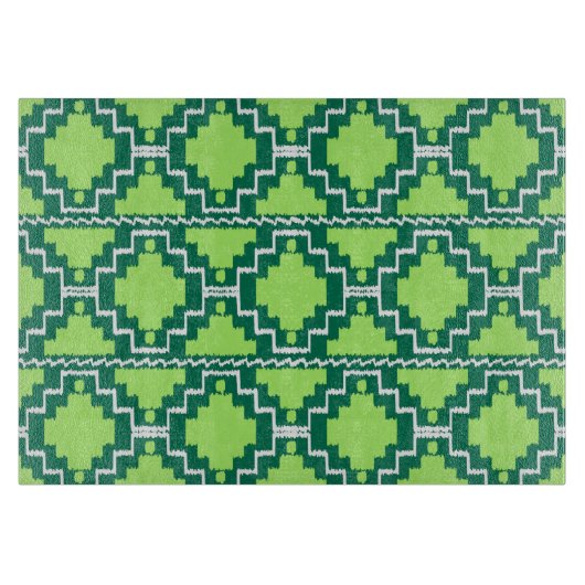 Ikat Aztec Pattern - Forest and Lime Green Snijplank (Voorkant)