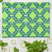 Ikat Aztec Pattern - Forest and Lime Green Theedoek (Gevouwen)