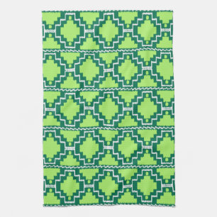 Ikat Aztec Pattern - Forest and Lime Green Theedoek