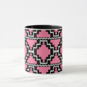Ikat Aztec Pattern - Fuchsia Pink, Black en White Mok (Midden)