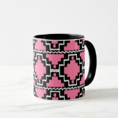 Ikat Aztec Pattern - Fuchsia Pink, Black en White Mok (Voorkant rechts)