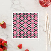 Ikat Aztec Pattern - Fuchsia Pink, Black en White Servetten (Insitu)