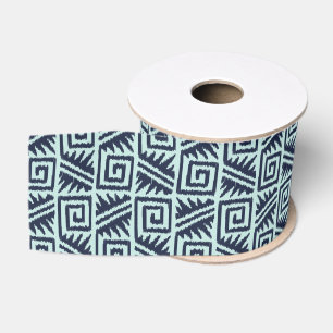 Ikat Aztec Pattern - Indigo and Light Blue Grosgrain Lint