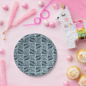 Ikat Aztec Pattern - Indigo and Light Blue Papieren Bordje (Feest)
