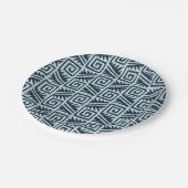 Ikat Aztec Pattern - Indigo and Light Blue Papieren Bordje (Gekanteld)
