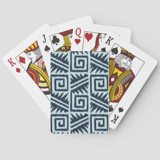 Ikat Aztec Pattern - Indigo and Light Blue Pokerkaarten (Achterkant)