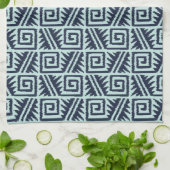 Ikat Aztec Pattern - Indigo and Light Blue Theedoek (Gevouwen)