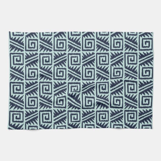 Ikat Aztec Pattern - Indigo and Light Blue Theedoek (Horizontaal)