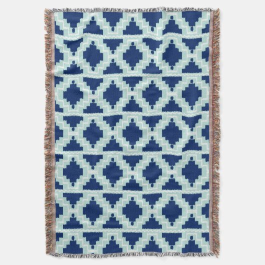 Ikat Aztec Pattern - Indigo en lichtblauw Deken (Voorkant Verticaal)