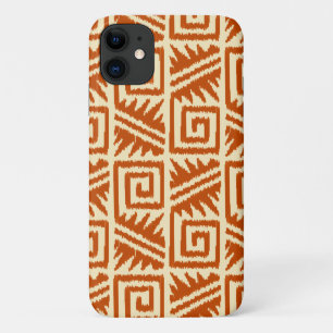 Ikat Aztec Pattern - Mandarijns and Light Oranje iPhone 11 Hoesje