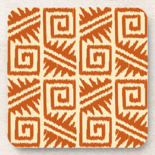 Ikat Aztec Pattern - Mandarijns and Light Oranje Onderzetter