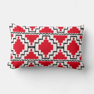 Ikat Aztec Pattern - Red, Black en White Kussen