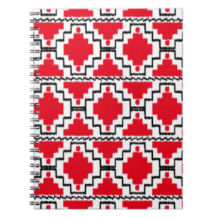 Ikat Aztec Pattern - Red, Black en White Notitieboek