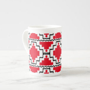 Ikat Aztec Pattern - Red, Black en White Porselein Kop