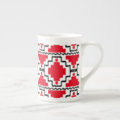 Ikat Aztec Pattern - Red, Black en White Porselein Kop (Rechts)