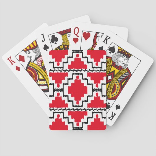 Ikat Aztec Pattern - Red, Black en White Speelkaarten (Achterkant)