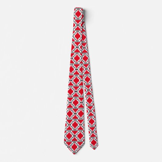 Ikat Aztec Pattern - Red, Black en White Stropdas (Voorkant)
