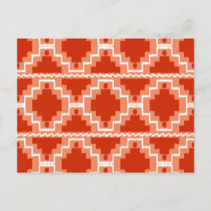 Ikat Aztec Pattern - Rust, Oranje en wit Briefkaart
