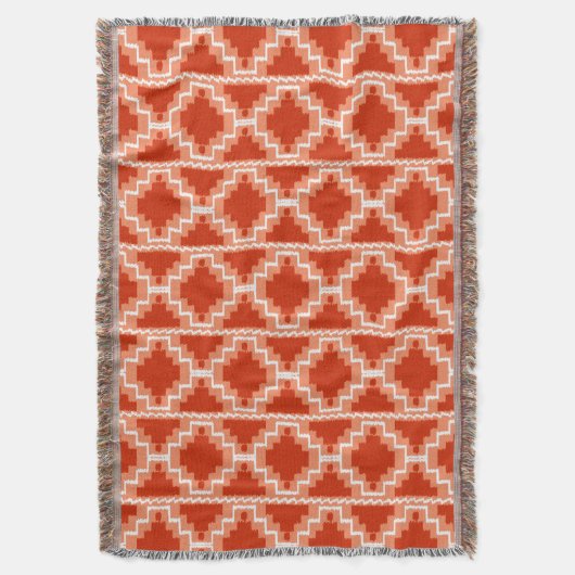 Ikat Aztec Pattern - Rust, Oranje en wit Deken (Voorkant Verticaal)