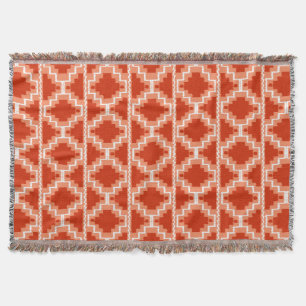 Ikat Aztec Pattern - Rust, Oranje en wit Deken