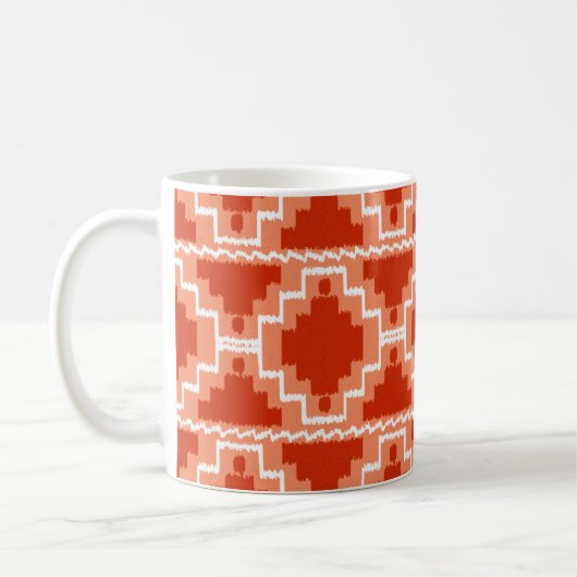 Ikat Aztec Pattern - Rust, Oranje en wit Koffiemok (Links)