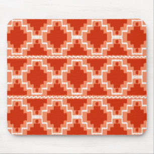 Ikat Aztec Pattern - Rust, Oranje en wit Muismat