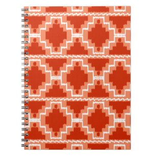 Ikat Aztec Pattern - Rust, Oranje en wit Notitieboek