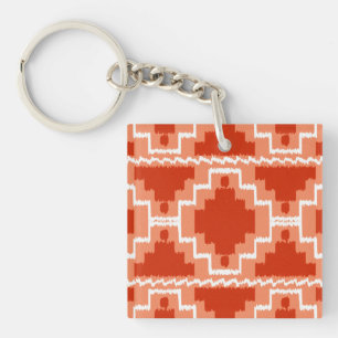 Ikat Aztec Pattern - Rust, Oranje en wit Sleutelhanger