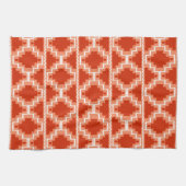 Ikat Aztec Pattern - Rust, Oranje en wit Theedoek (Horizontaal)