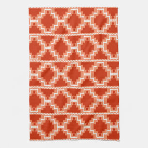 Ikat Aztec Pattern - Rust, Oranje en wit Theedoek