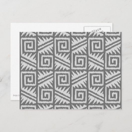 Ikat Aztec Pattern - Shades of Grey / Grey Briefkaart (Voorkant / Achterkant)