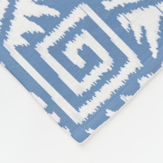 Ikat Aztec Pattern - Sky Blue and White Fleece Deken (Hoek)