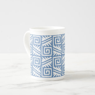 Ikat Aztec Pattern - Sky Blue and White Porselein Kop