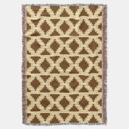 Ikat Aztec Pattern - Tan, brown and crème Deken (Voorkant Verticaal)