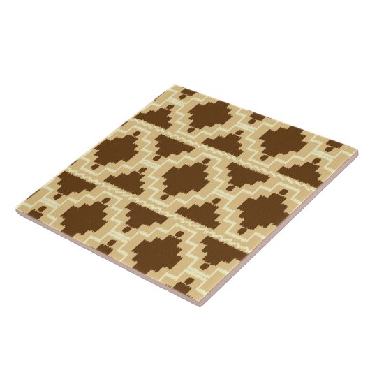 Ikat Aztec Pattern - Tan, brown and crème Tegeltje (Zijkant)