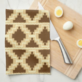 Ikat Aztec Pattern - Tan, brown and crème Theedoek (Quarter Fold)