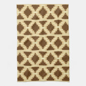 Ikat Aztec Pattern - Tan, brown and crème Theedoek (Verticaal)