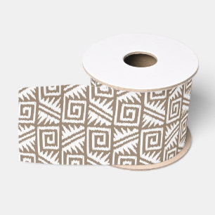 Ikat Aztec Pattern - Taupe Tan and Cream Grosgrain Lint