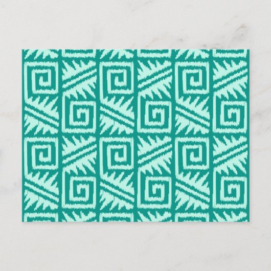 Ikat Aztec Pattern - Turquoise en Aqua Briefkaart (Voorkant)