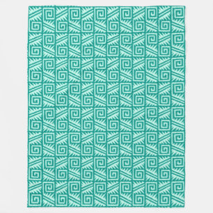 Ikat Aztec Pattern - Turquoise en Aqua Fleece Deken