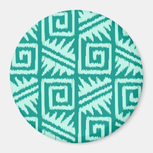 Ikat Aztec Pattern - Turquoise en Aqua Magneet