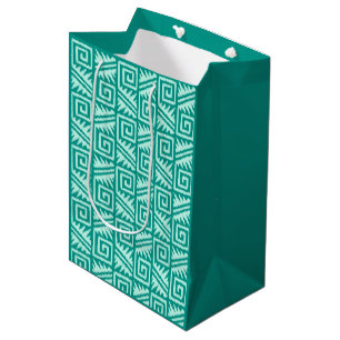 Ikat Aztec Pattern - Turquoise en Aqua Medium Cadeauzakje