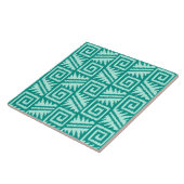 Ikat Aztec Pattern - Turquoise en Aqua Tegeltje (Zijkant)